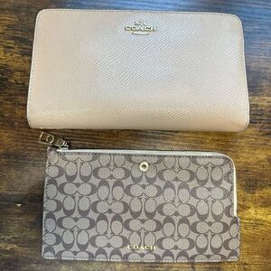 Coach Beige and Brown Wallet Set